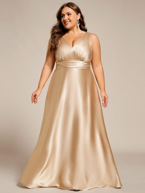 Casual Satin A-Line V-Neck Sleeveless Maxi Bridesmaid Dress