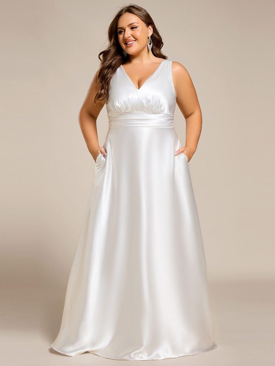 Casual Satin A-Line V-Neck Sleeveless Maxi Bridesmaid Dress