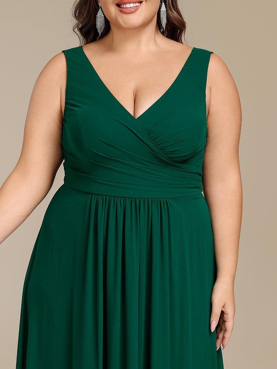 Plus Size Chiffon A-Line V-Neck Straps Long Bridesmaid Dress