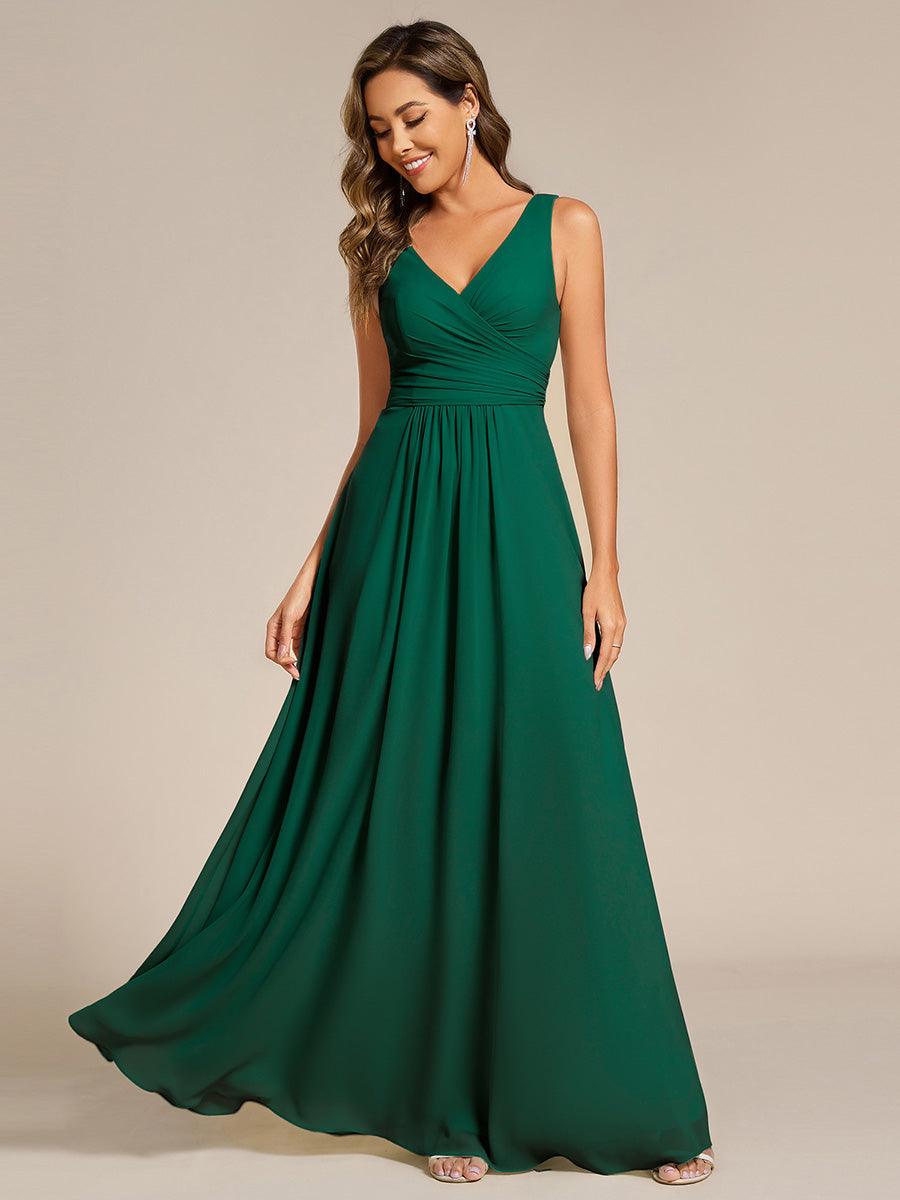 Modest A-Line Empire V-Neck Sleeveless Bridesmaid Dress