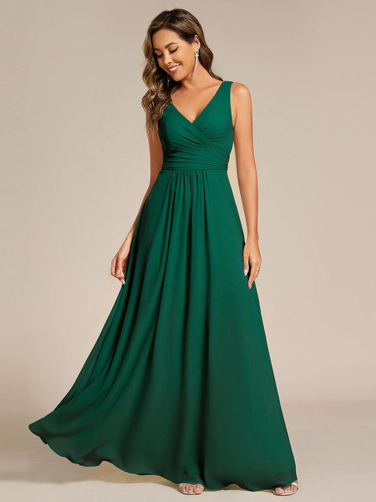 Modest A-Line Empire V-Neck Sleeveless Bridesmaid Dress