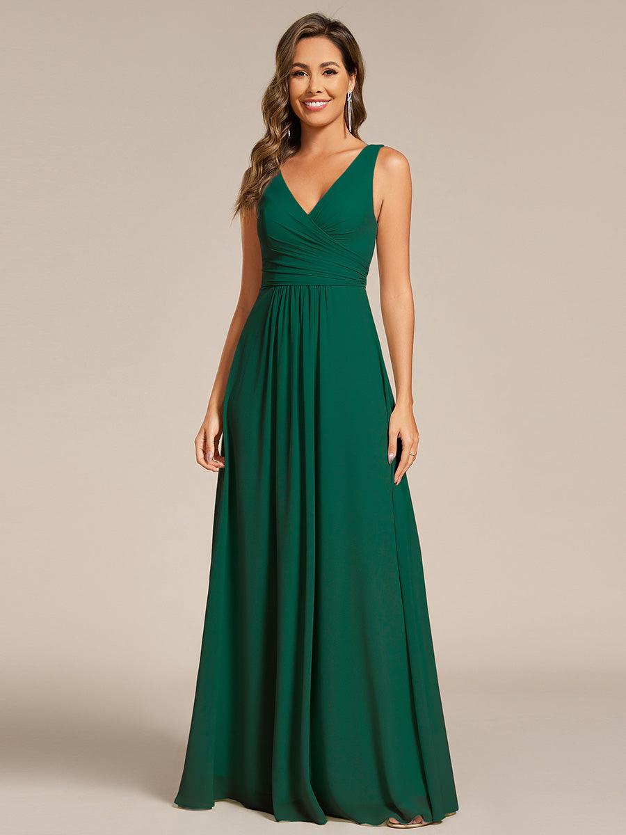 Modest A-Line Empire V-Neck Sleeveless Bridesmaid Dress