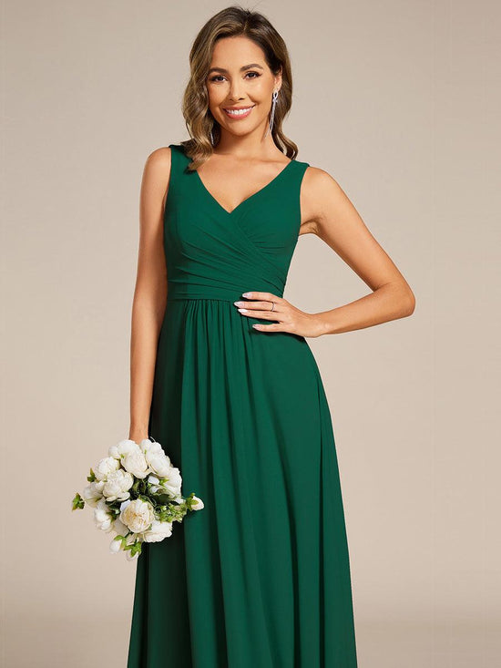 Modest A-Line Empire V-Neck Sleeveless Bridesmaid Dress