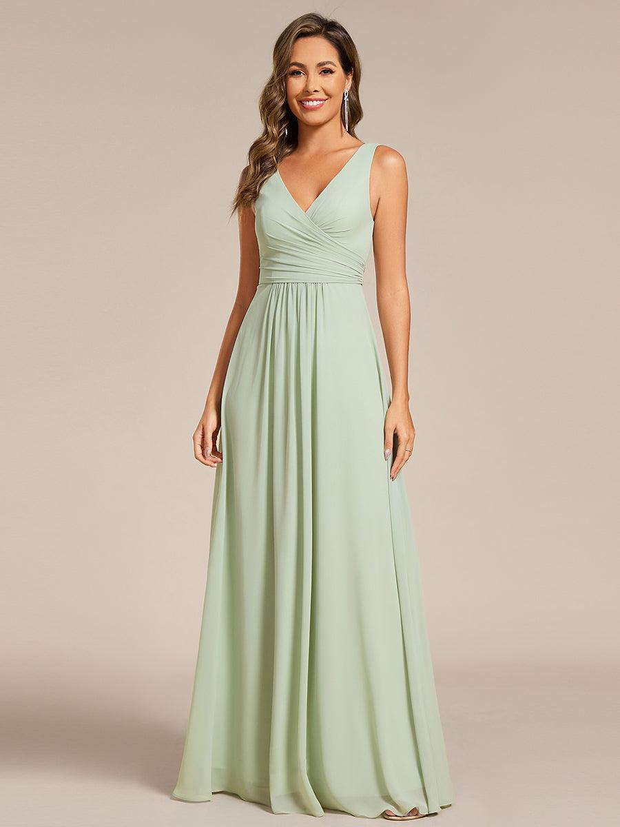 Modest A-Line Empire V-Neck Sleeveless Bridesmaid Dress