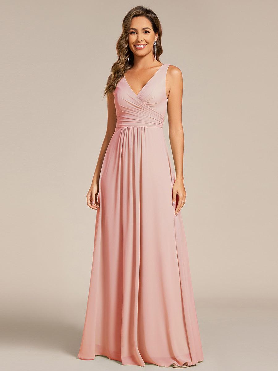 Modest A-Line Empire V-Neck Sleeveless Bridesmaid Dress
