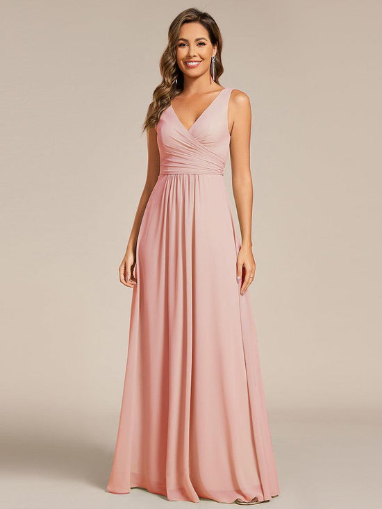Modest A-Line Empire V-Neck Sleeveless Bridesmaid Dress