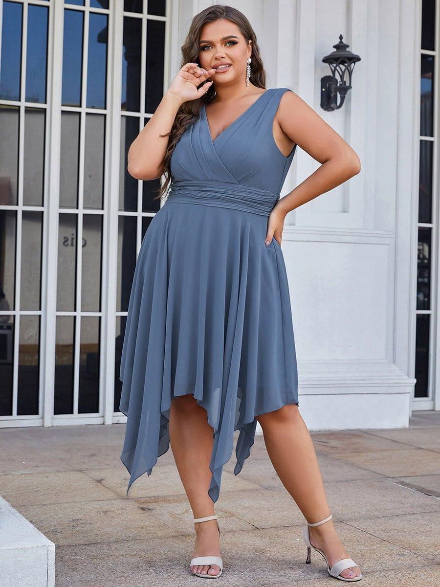 Chiffon V-Neck Sleeveless Empire Irregular Hem Bridesmaid Dress