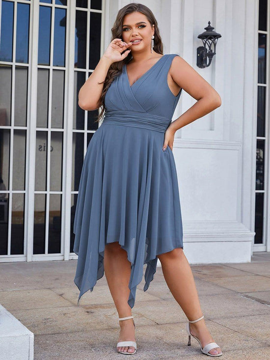 Chiffon V-Neck Sleeveless Empire Irregular Hem Bridesmaid Dress