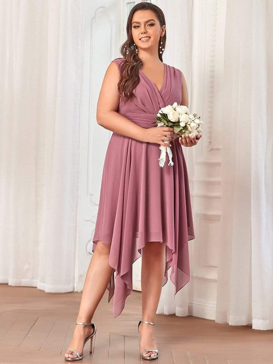 Chiffon V-Neck Sleeveless Empire Irregular Hem Bridesmaid Dress