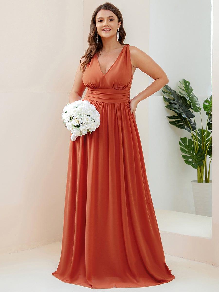 Chiffon A-Line V-Neck Sleeveless Empire Floor-Length Bridesmaid Dress