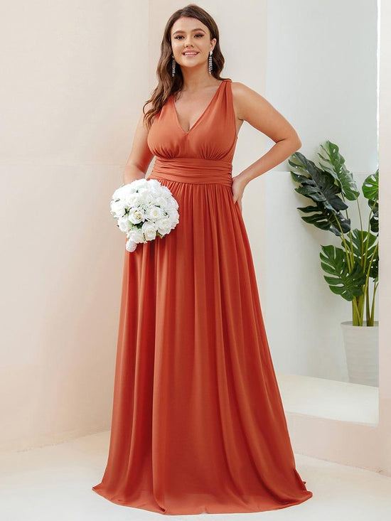 Chiffon A-Line V-Neck Sleeveless Empire Floor-Length Bridesmaid Dress