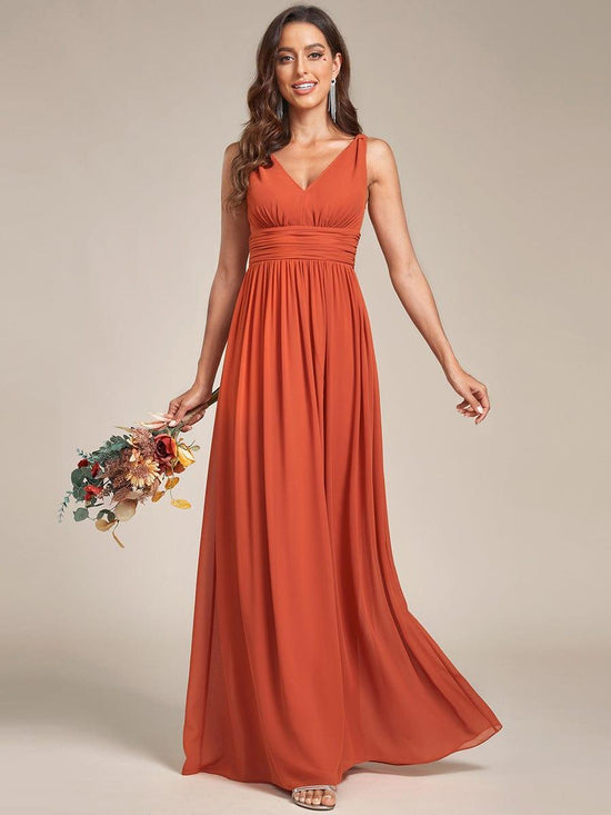 Chiffon A-Line V-Neck Sleeveless Empire Floor-Length Bridesmaid Dress