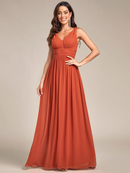 Chiffon A-Line V-Neck Sleeveless Empire Floor-Length Bridesmaid Dress