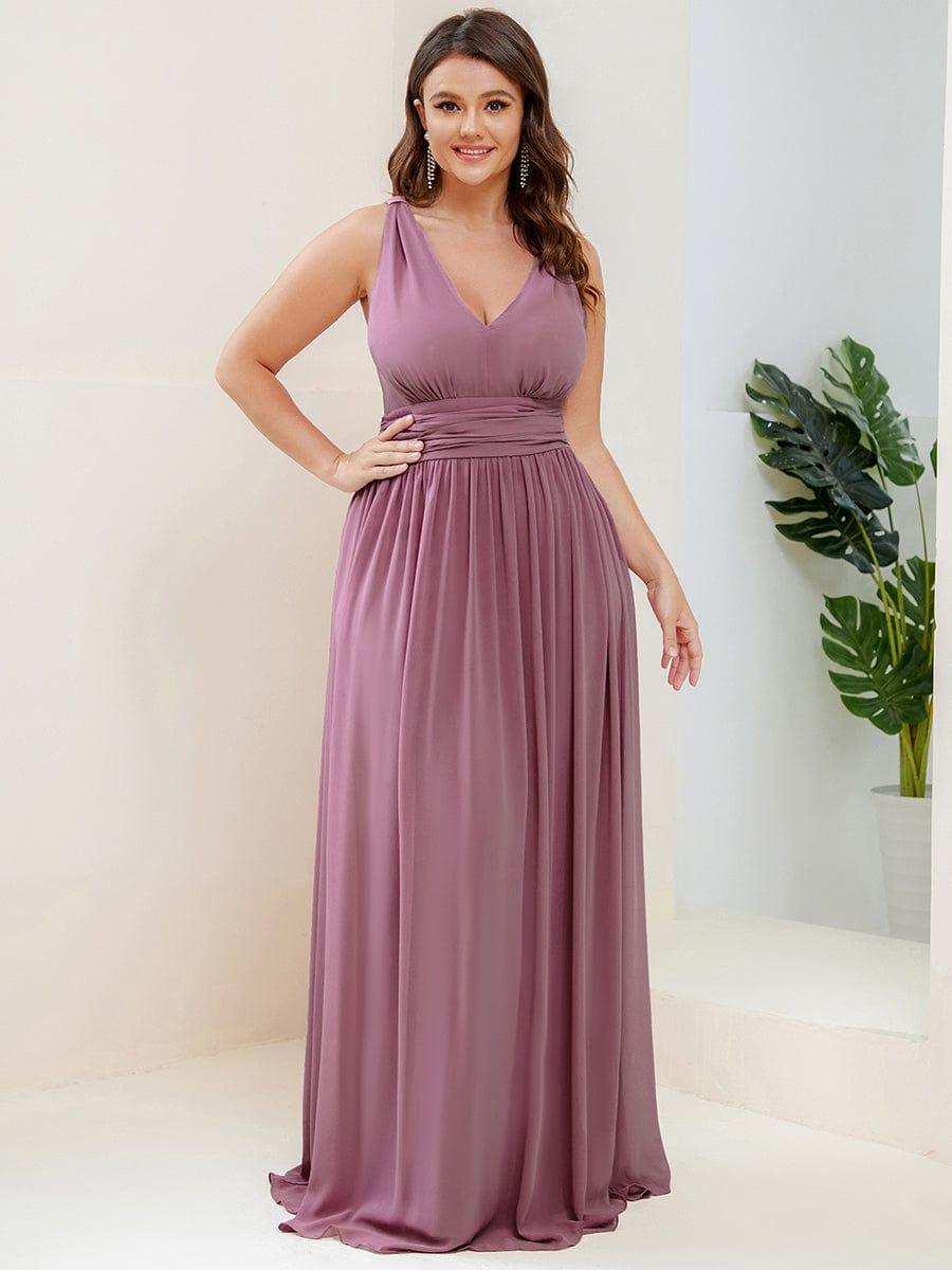 Chiffon A-Line V-Neck Sleeveless Empire Floor-Length Bridesmaid Dress
