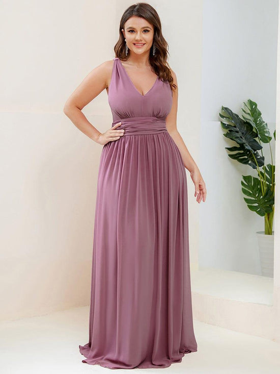 Chiffon A-Line V-Neck Sleeveless Empire Floor-Length Bridesmaid Dress