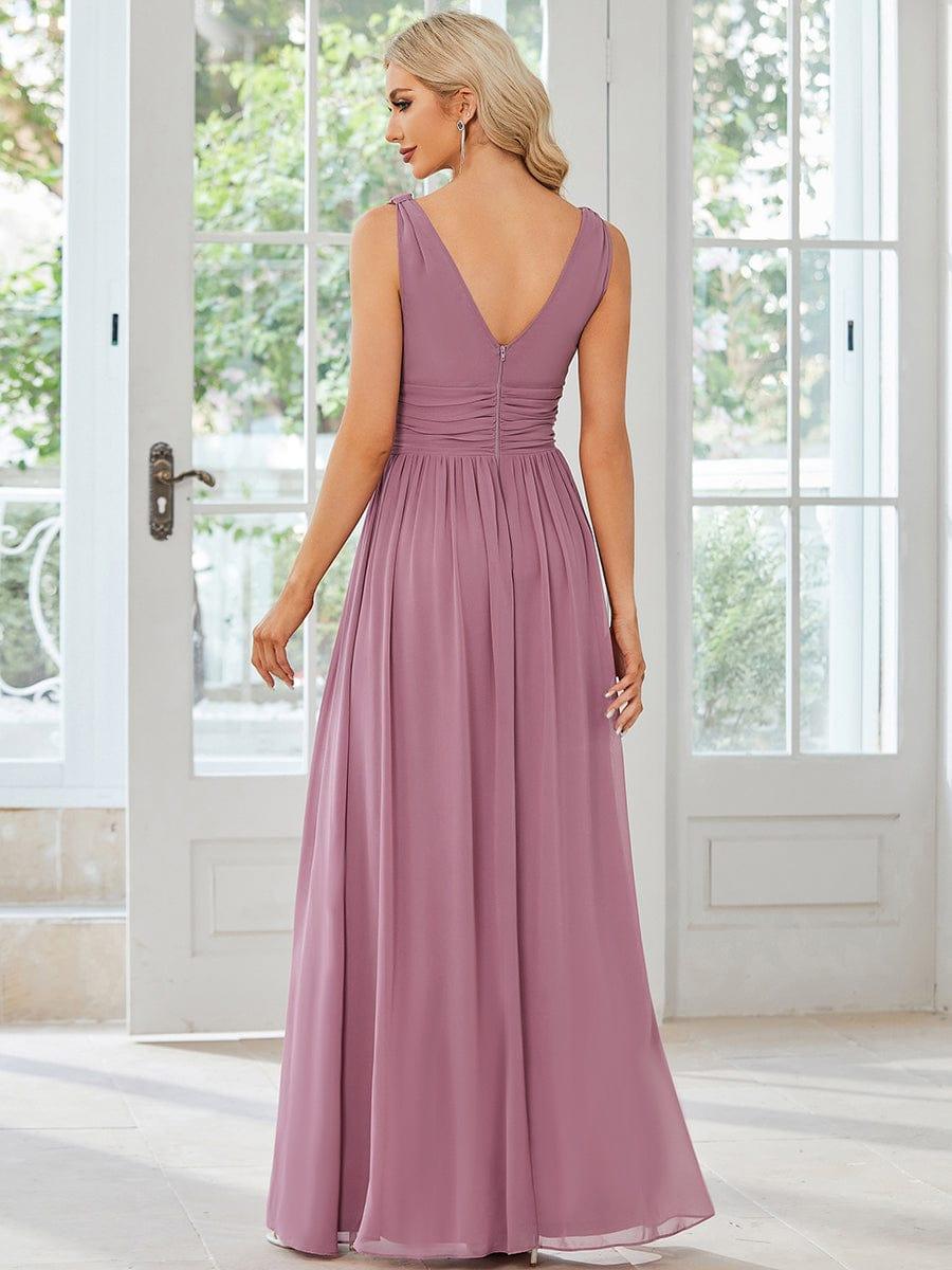 Chiffon A-Line V-Neck Sleeveless Empire Floor-Length Bridesmaid Dress