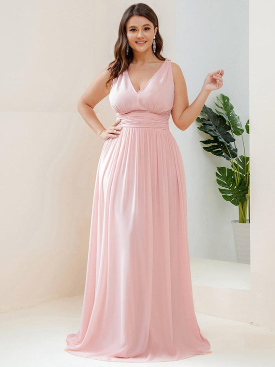 Chiffon A-Line V-Neck Sleeveless Empire Floor-Length Bridesmaid Dress