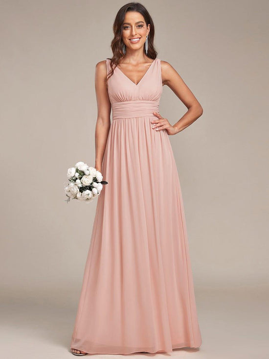 Chiffon A-Line V-Neck Sleeveless Empire Floor-Length Bridesmaid Dress