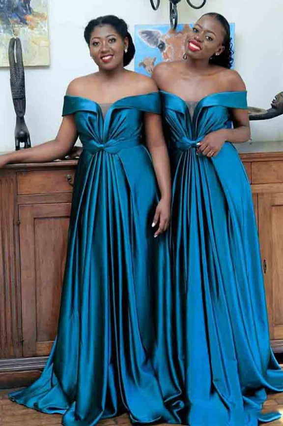 Elegant Satin A-Line Off-Shoulder Empire Bridesmaid Dress