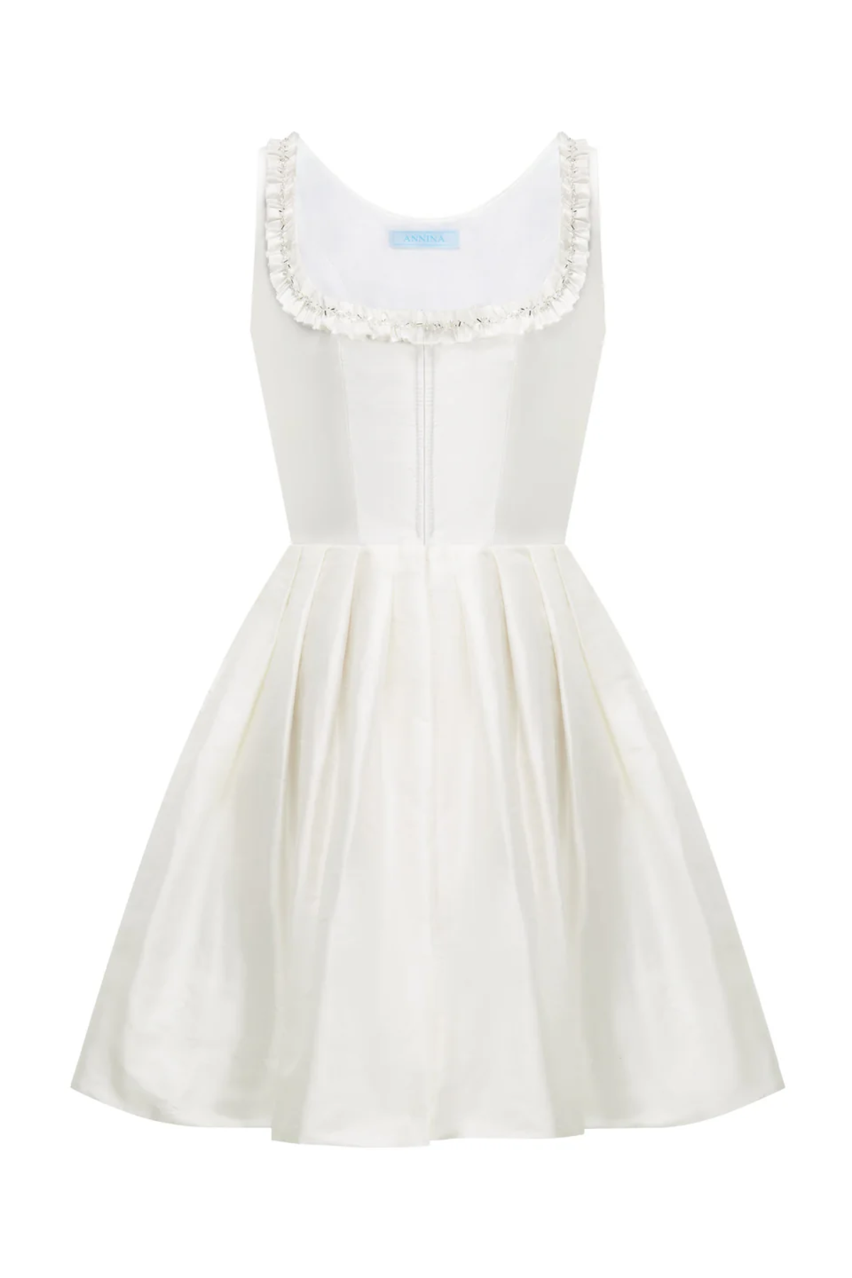 Elegant Satin A-Line Square Beaded Short Summer Wedding Dress