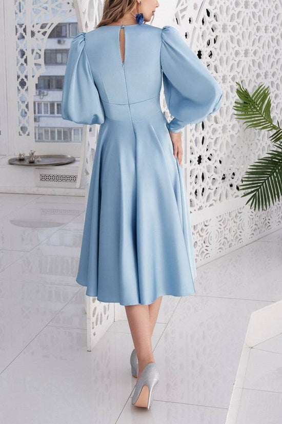 Elegant Satin A-Line V-Neck Long Sleeves Mother Of Brides Dress