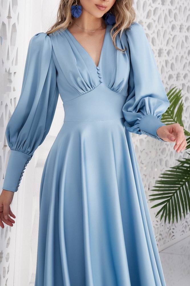 Elegant Satin A-Line V-Neck Long Sleeves Mother Of Brides Dress