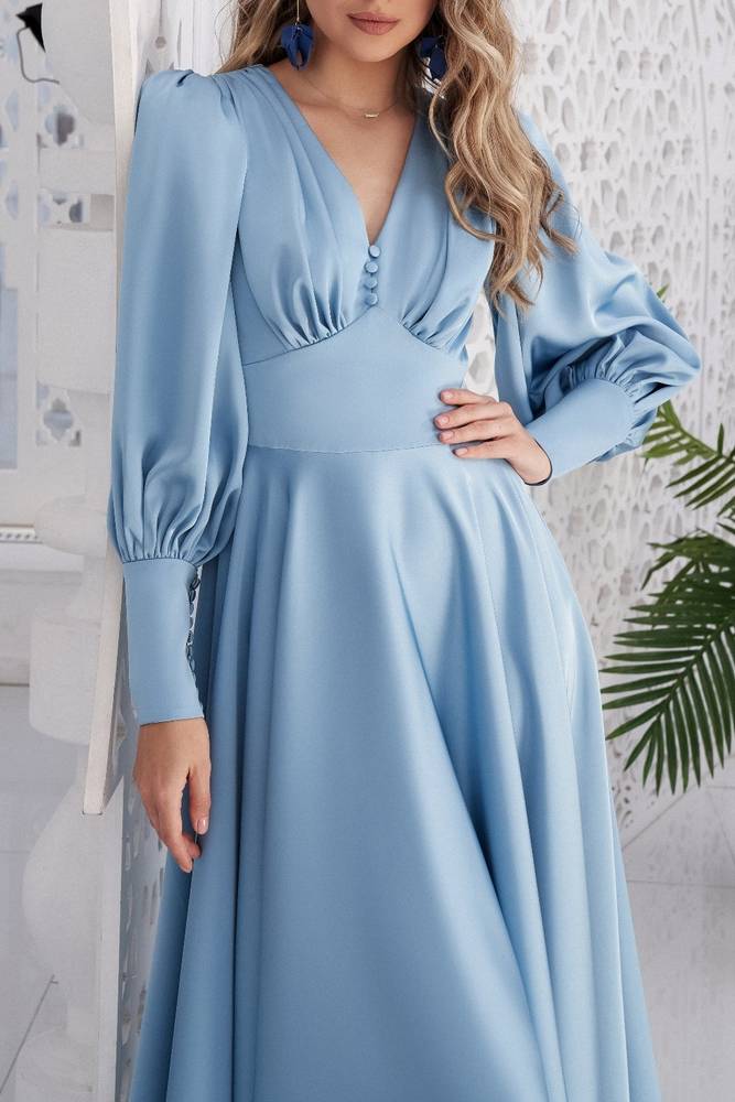 Elegant Satin A-Line V-Neck Long Sleeves Mother Of Brides Dress