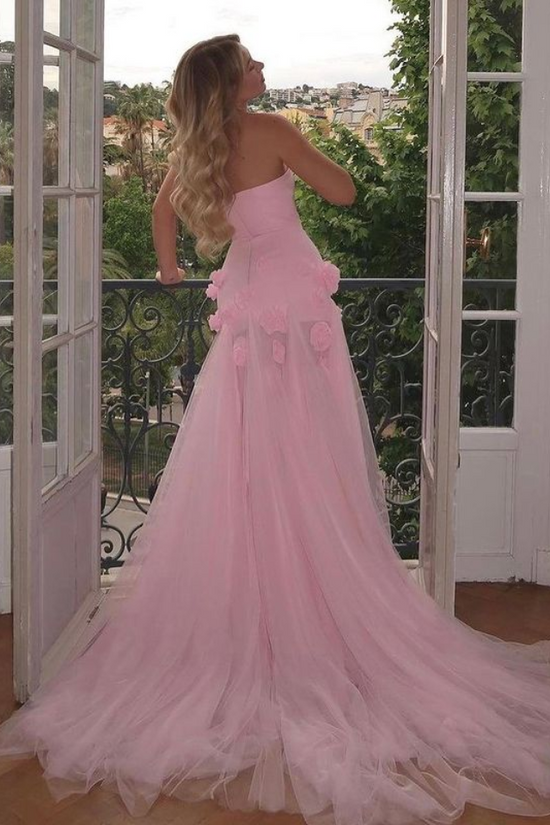 Elegant Strapless Sleeveless Empire With Side Slit Long Prom Dress