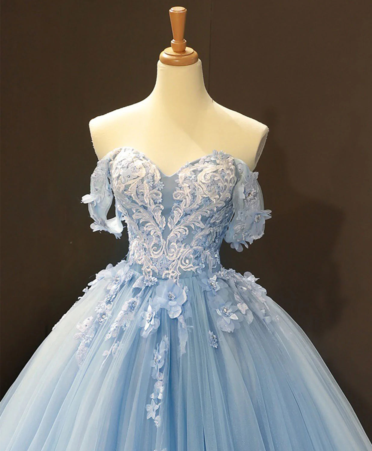 Elegant Sweetheart Off-Shoulder A-Line Lace Floral Party Prom Dress