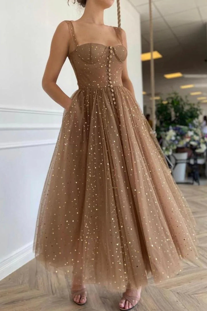 Elegant Tulle A-Line Sweetheart Sleeveless Prom Party Dress