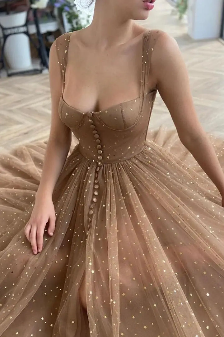 Elegant Tulle A-Line Sweetheart Sleeveless Prom Party Dress