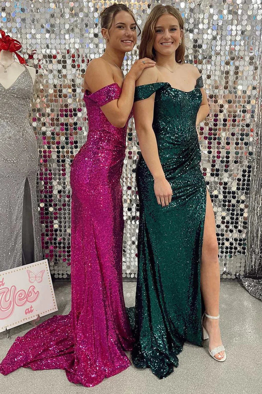 Fitter With Train Bateau Off-Shoulder Ruched Sequins Prom Dress