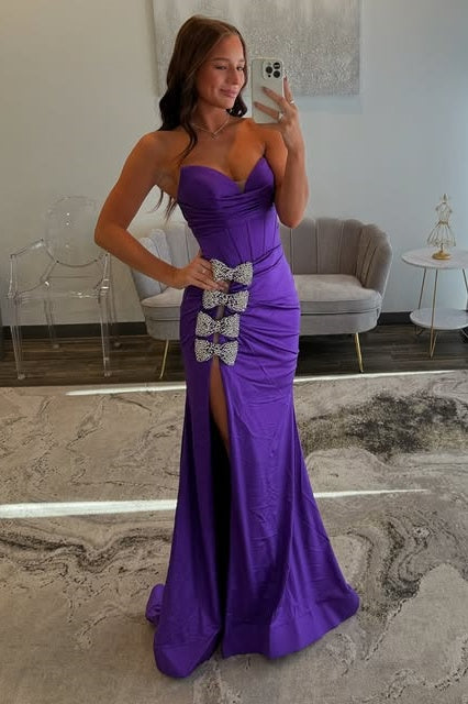 Grape Sweetheart Strapless Mermaid Party Prom Dress