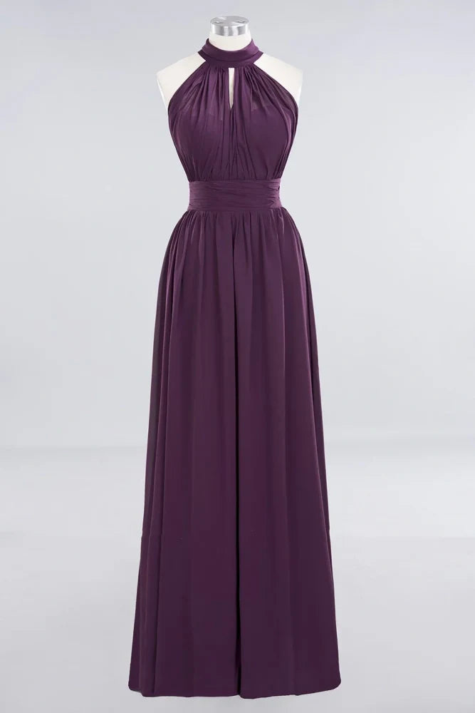 High Neck Sleeveless Empire A-Line Bridesmaid Dress