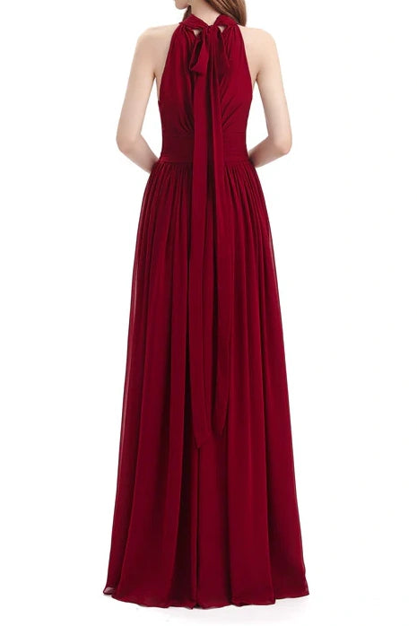 High Neck Sleeveless Empire Chiffon Bridesmaid Dress