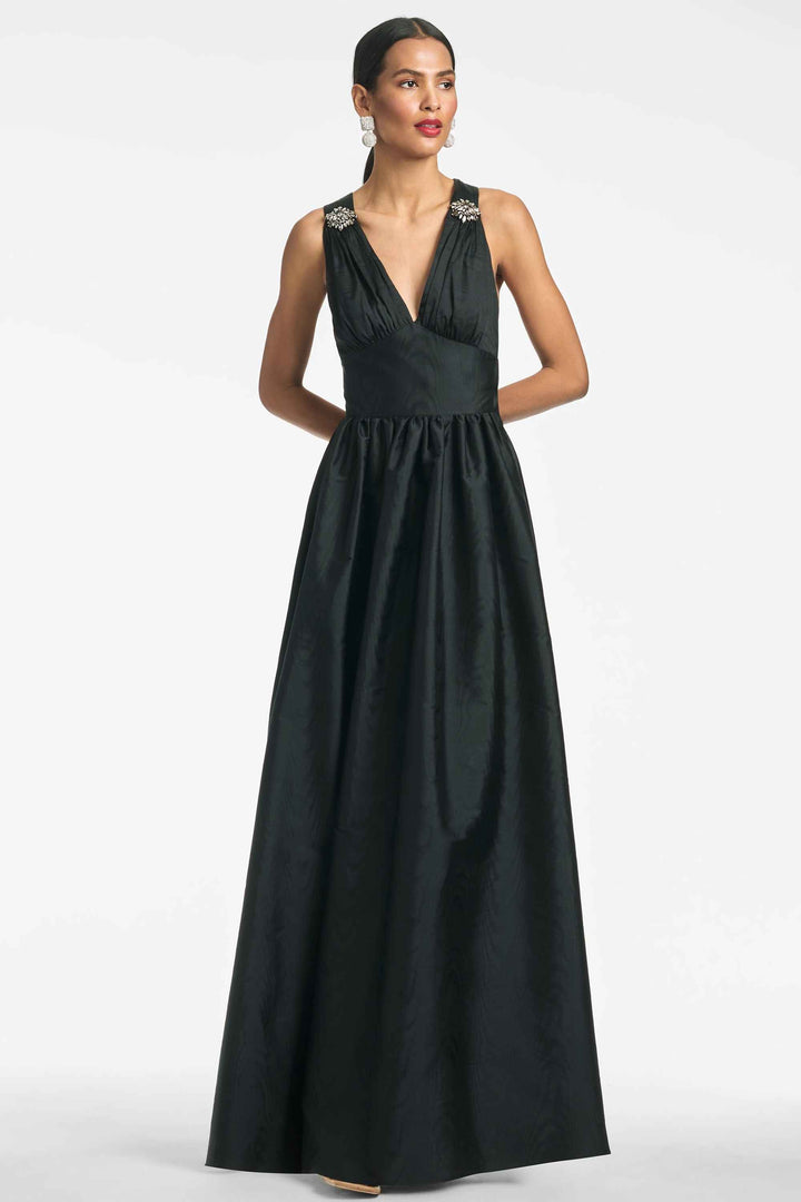 Simple Satin A-Line V-Neck Sleeveless Empire  Prom Dress