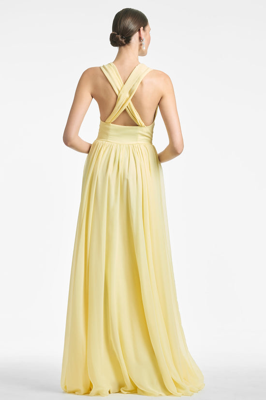 Simple Satin A-Line V-Neck Sleeveless Empire Prom Dress