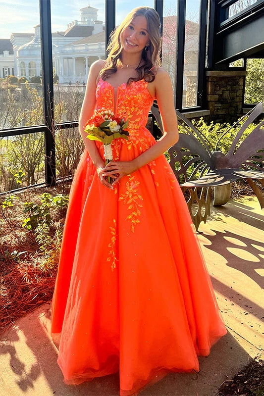 Lace A-Line Sweetheart Lace Up Long Party Prom Dress