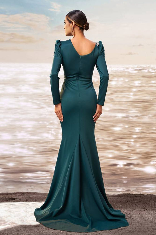 Long Sleeves Mermaid Evening Dress With Side Slit