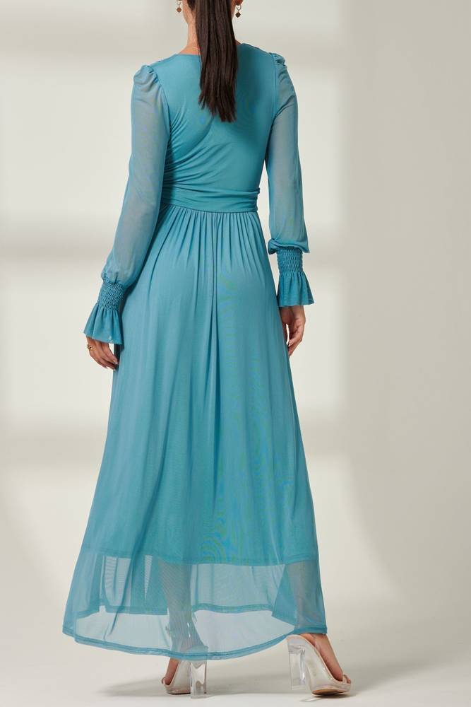 Long Sleeves V-Neck A-Line Chiffon Mother Of Brides Dress