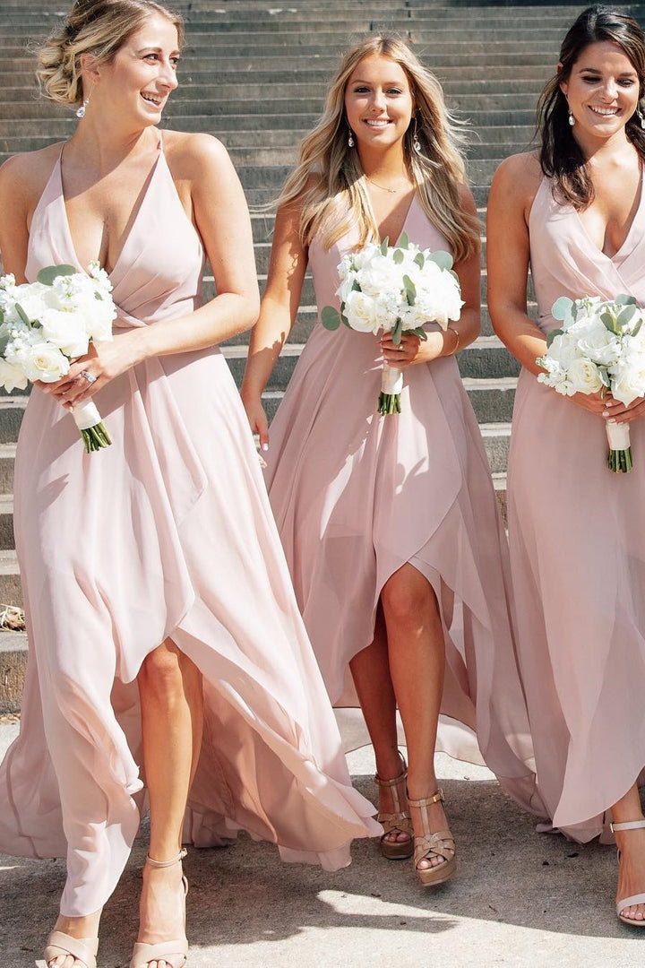 Low V-Neck Empire Chiffon A-Line Bridesmaid Dress