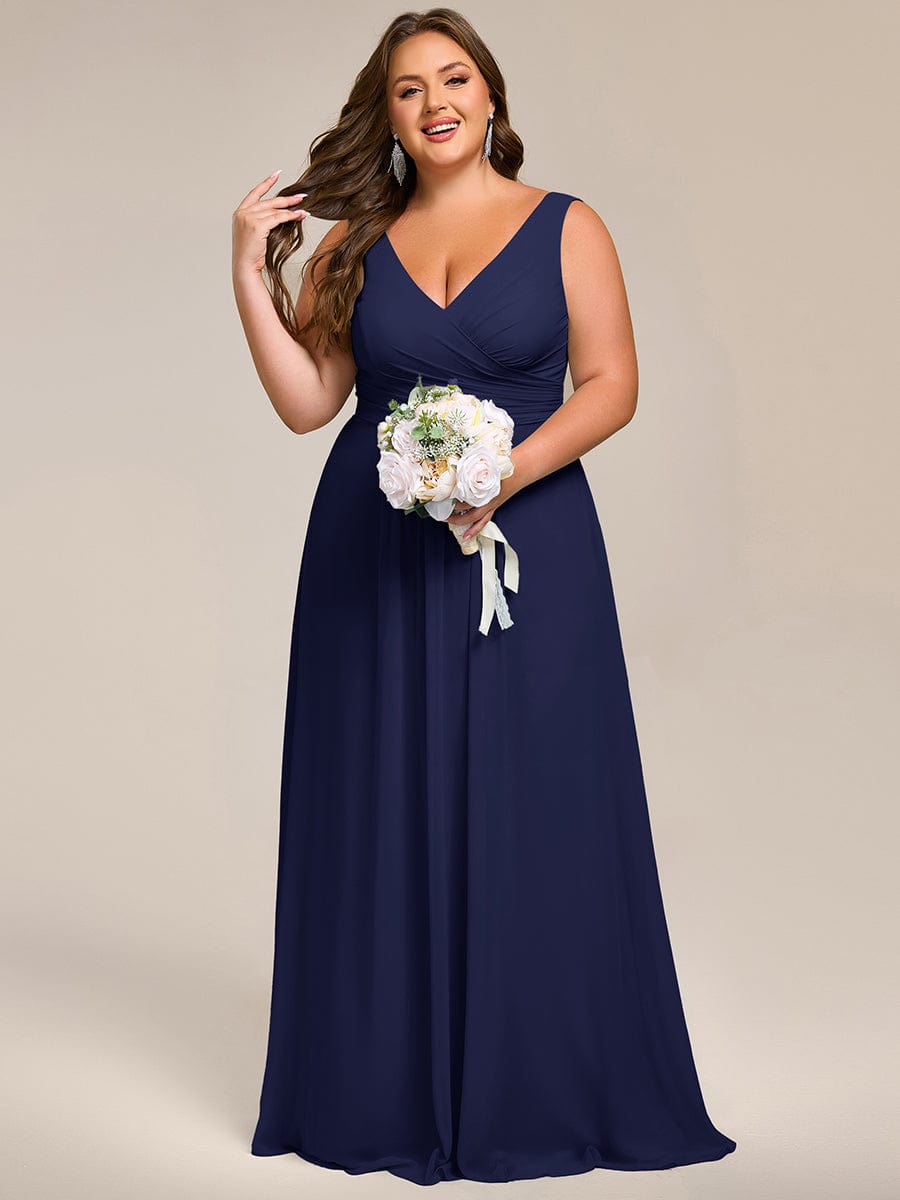 Modest A-Line Empire V-Neck Sleeveless Bridesmaid Dress