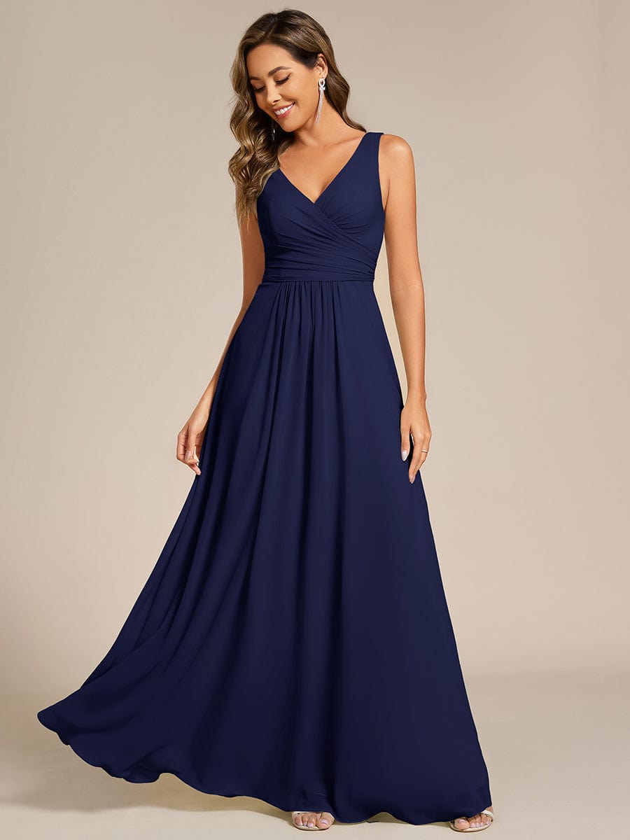Modest A-Line Empire V-Neck Sleeveless Bridesmaid Dress
