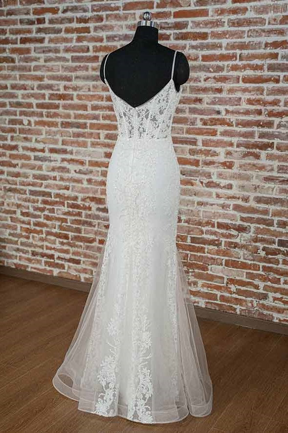 Mermaid Lace Spaghetti Straps Long Prom Dress