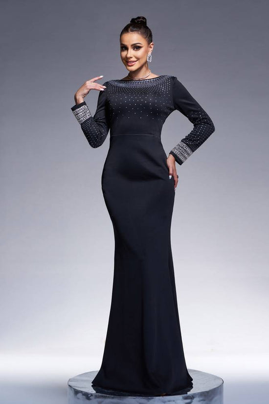 Mermaid Scoop Long Sleeves Backless Party Evening Dress