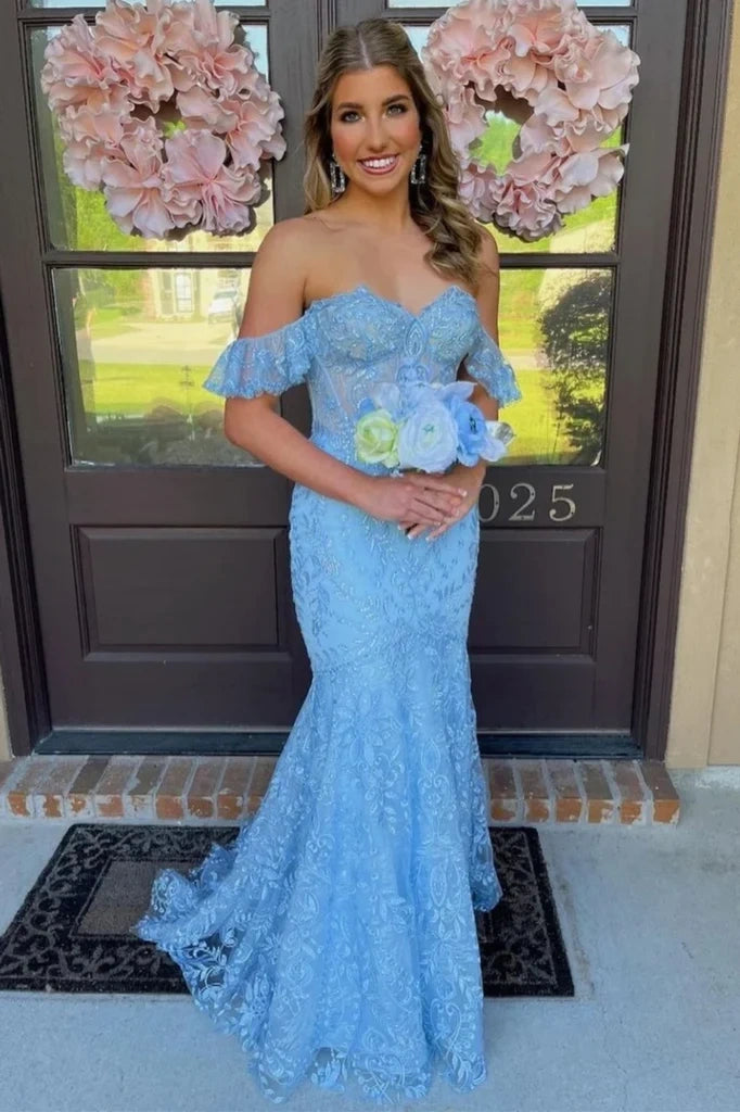 Mermaid Sweetheart Off-Shoulder Lace Party Prom Dress