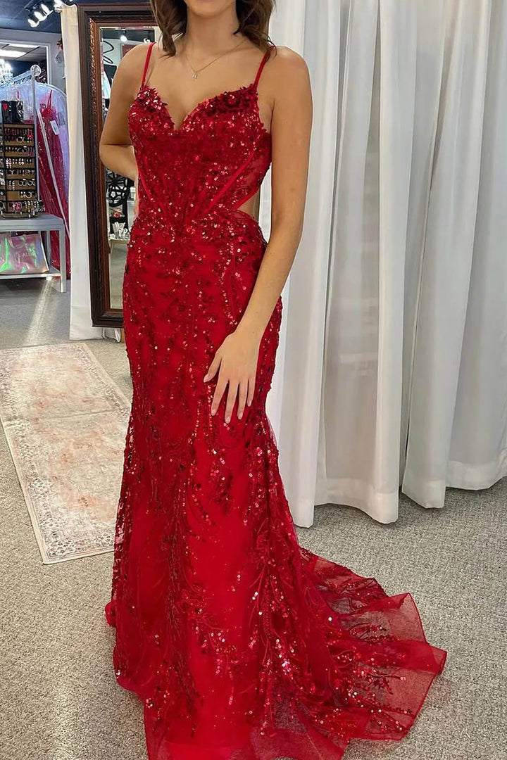 Mermaid Sweetheart Sleeveless Lace Up Party Prom Dress