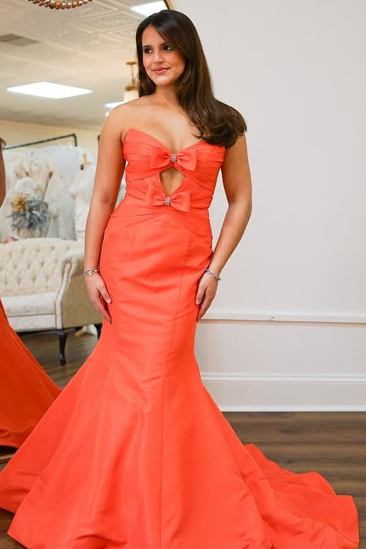 Mermaid Sweetheart Strapless Prom Evening Dress With Train