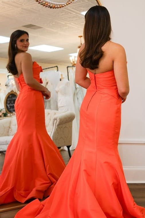 Mermaid Sweetheart Strapless Prom Evening Dress With Train