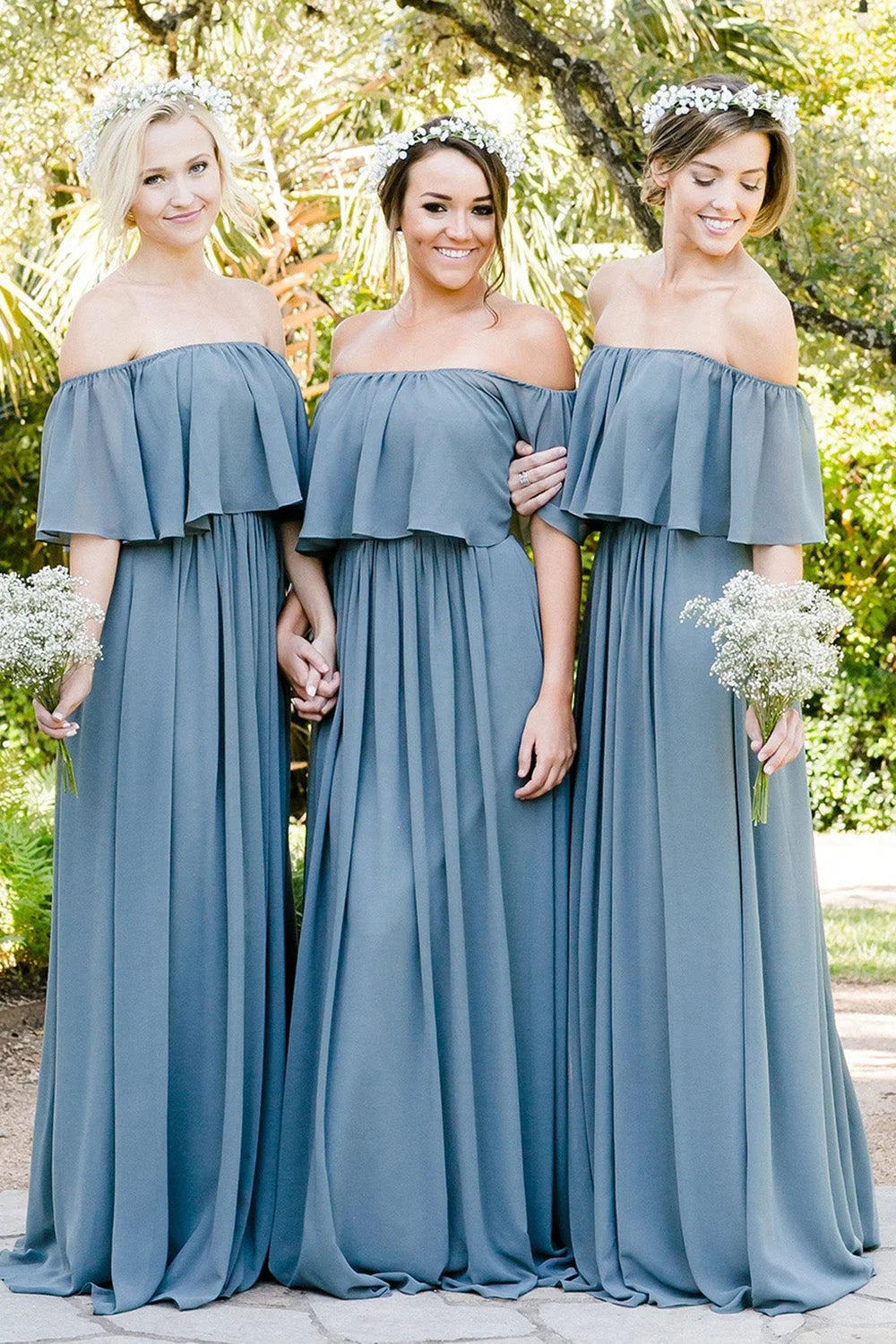 Casual Off-Shoulder A-Line Chiffon Bridesmaid Dress